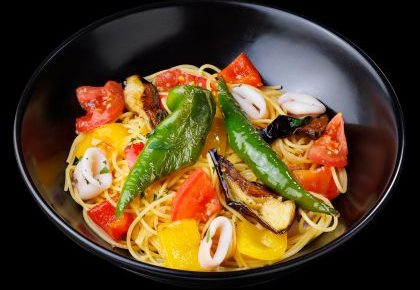  万願寺唐辛子と夏野菜のペペロンチーノ