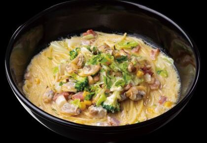 あさりと具だくさん野菜のクラムチャウダーすぱ