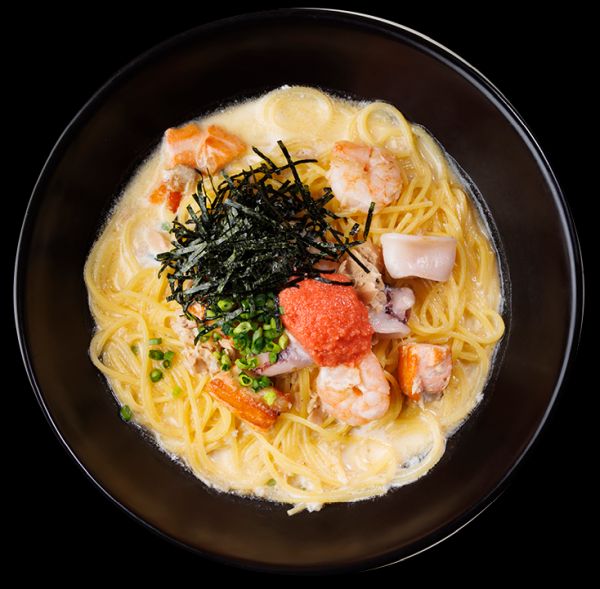 明太子と魚介のクリームすぱ